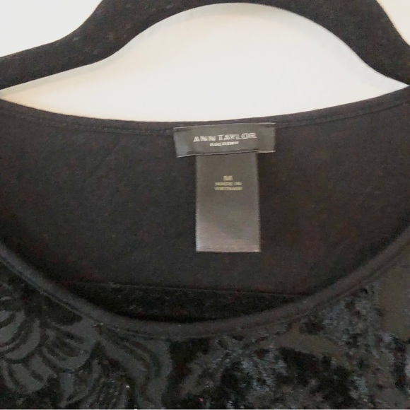 Ann Taylor Factory black velvet top with bell sleeves - Picture 3 of 5